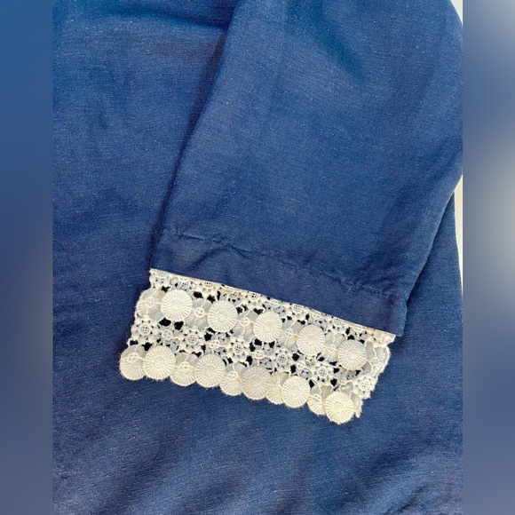 Jones New York Signature Navy and White Linen Tunic Blouse, L $35 - Picture 11 of 12